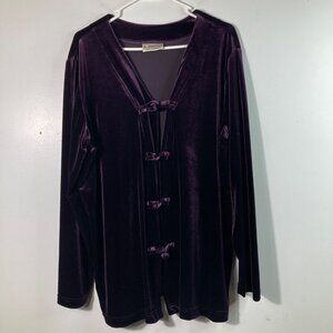 Womens J Suzette & Company Velvet Shirt Jacket L Polyester Spandex Purple‎ #2